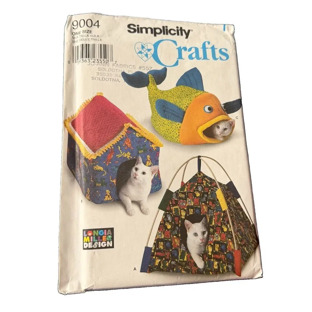 Vintage Simplicity Crafts Pattern 9004 Longia Miller Design Pet Cat Beds UNCUT